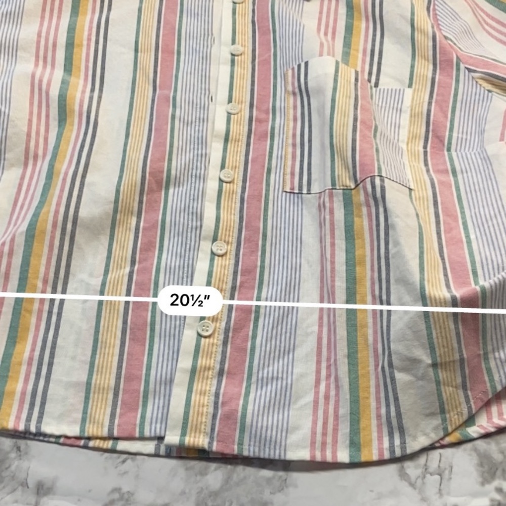 Forever 21 MultiColor Striped Crop Button Front Long Sleeve Top Size Large - Picture 10 of 15